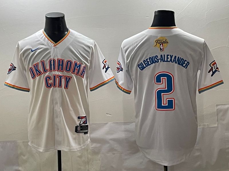 Men 2025 Oklahoma City Thunder #2 Gilgeous-Alexander White Nike Joint Name NBA Jersey style 11